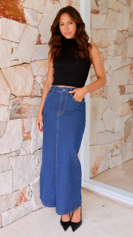 Fiona Denim Maxi Skirt - Indigo sold by Billy J