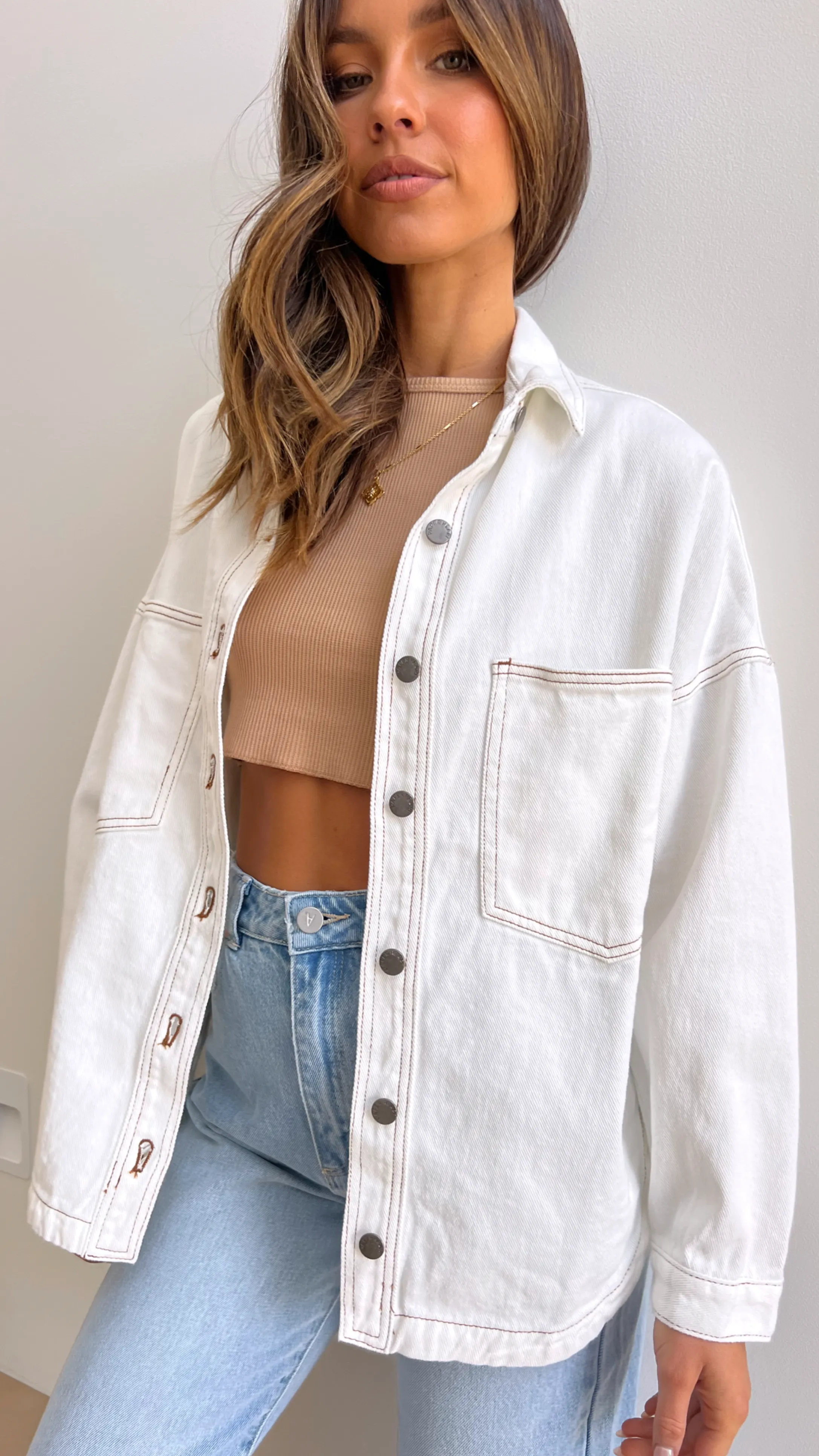 Ensley Denim Jacket - White sold by Billy J