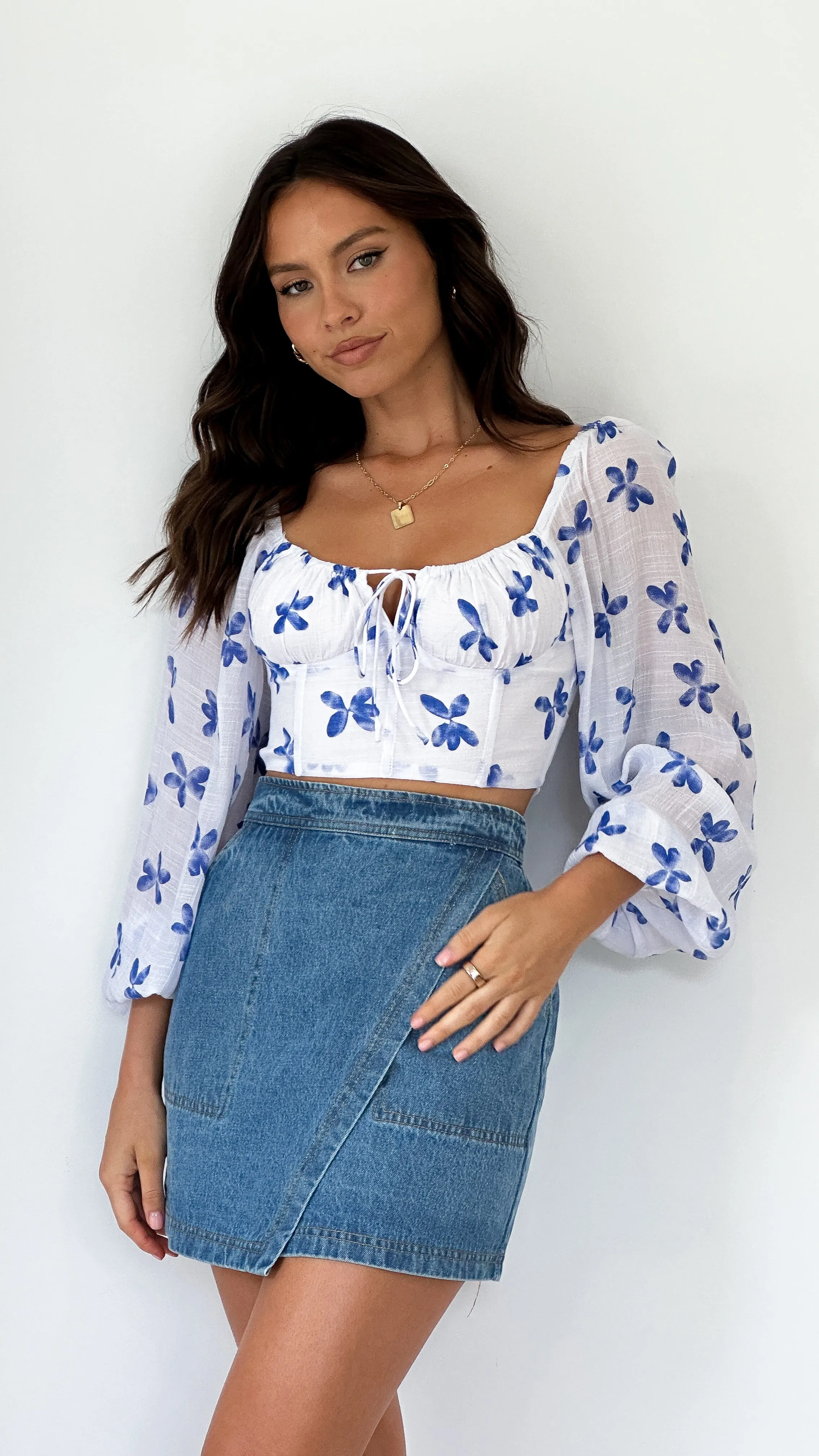 Fairoze Crop Top - Blue Floral sold by Billy J product image thumbnail 5
