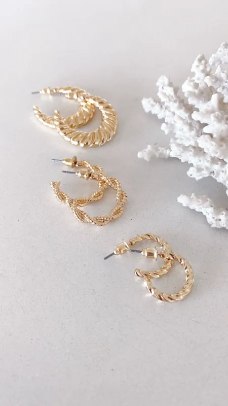 Reta Triple Pack Earrings - Gold sold by Billy J