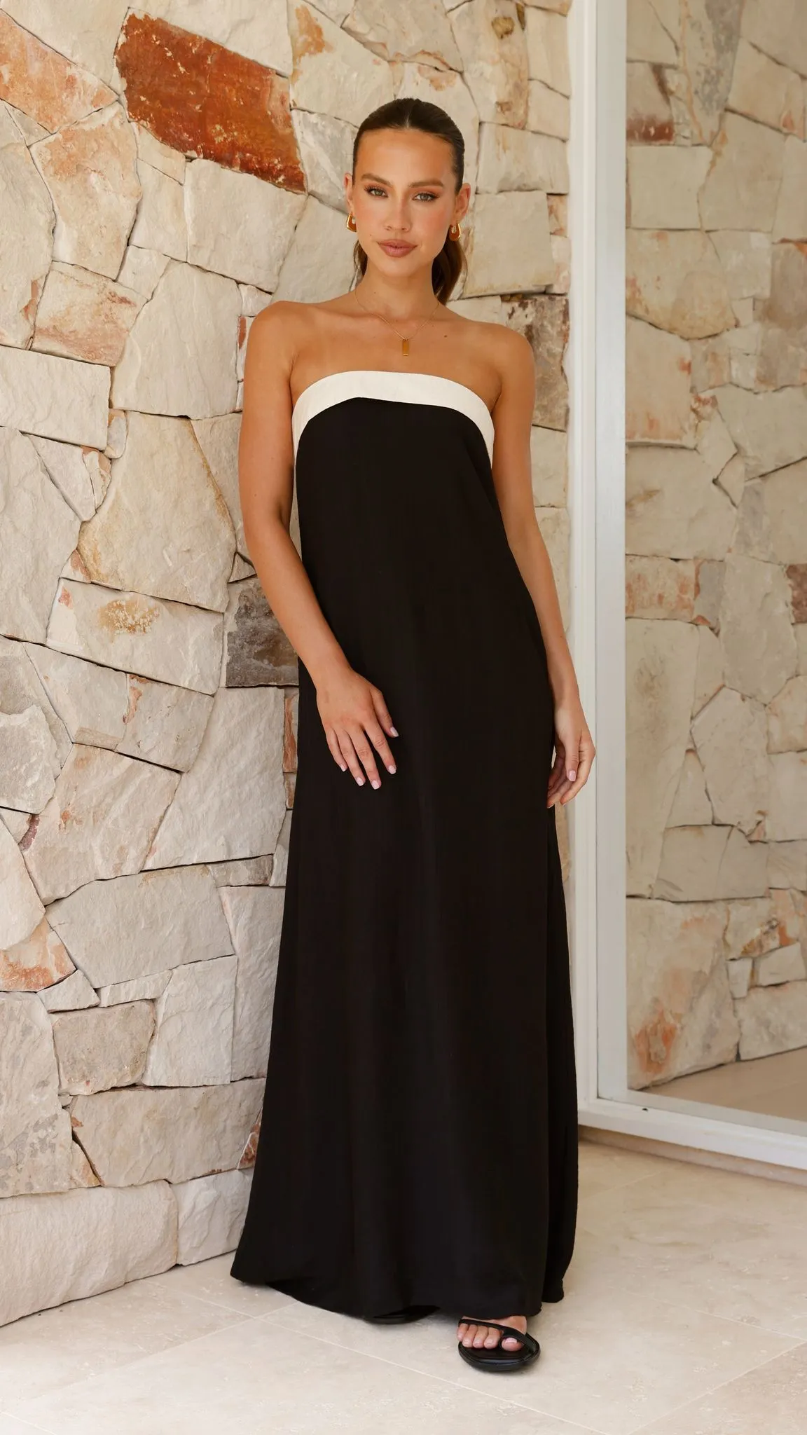 Lydia Maxi Dress - Black/Cream sold by Billy J product image thumbnail 5