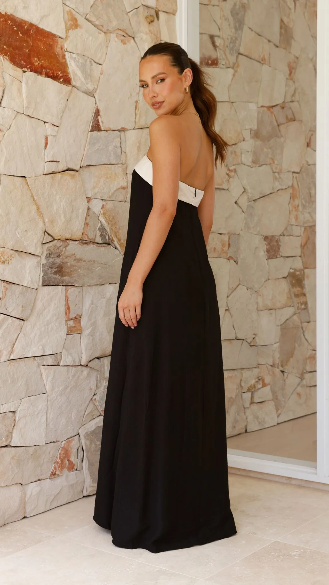 Lydia Maxi Dress - Black/Cream sold by Billy J product image thumbnail 2