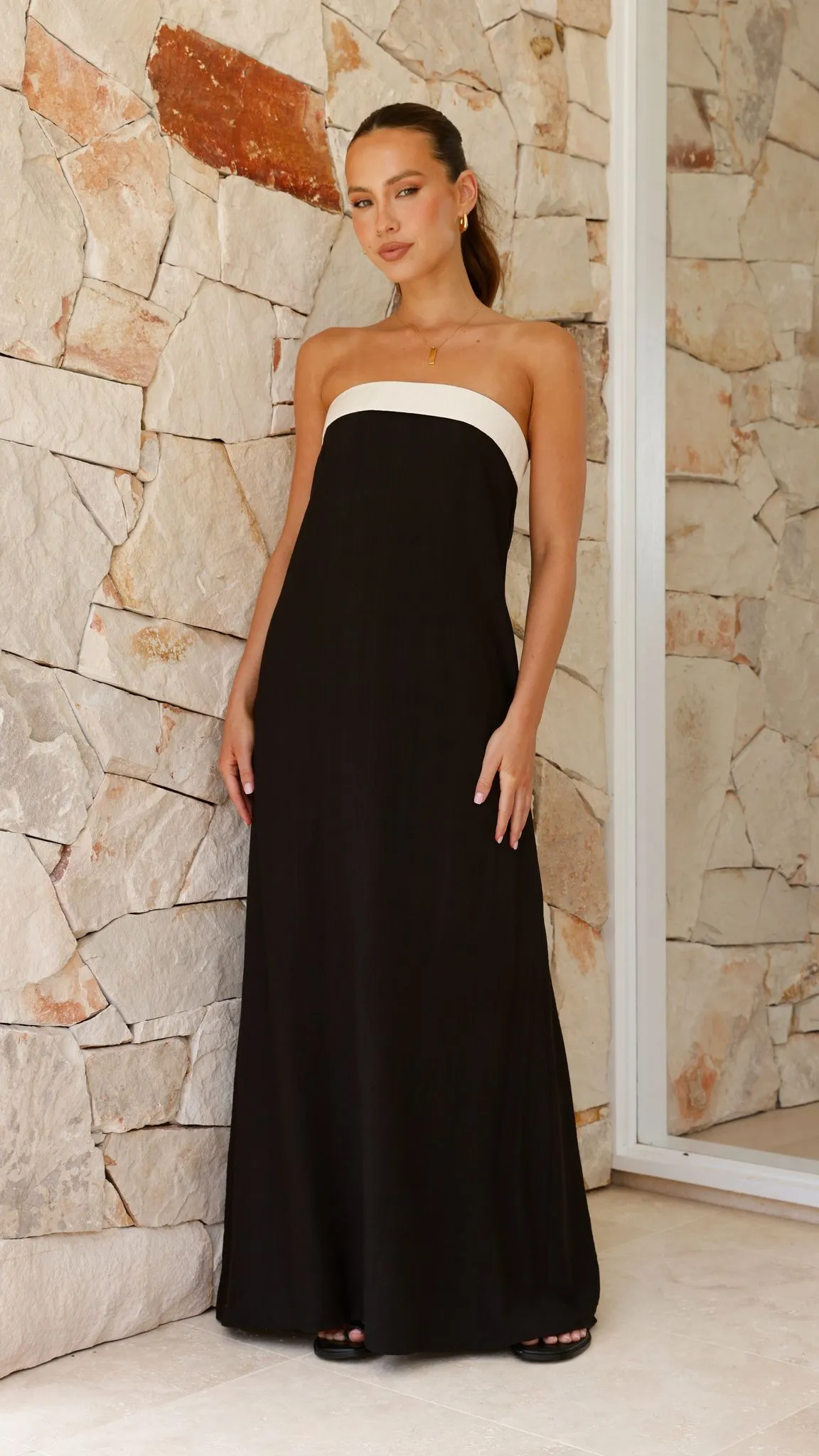 Lydia Maxi Dress - Black/Cream sold by Billy J product image thumbnail 4