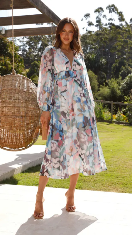 Brylee Maxi Dress - Blue/Pink Multi sold by Billy J