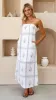 Nevada Strapless Dress - White/Blue sold by Billy J