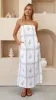 Nevada Strapless Dress - White/Blue sold by Billy J