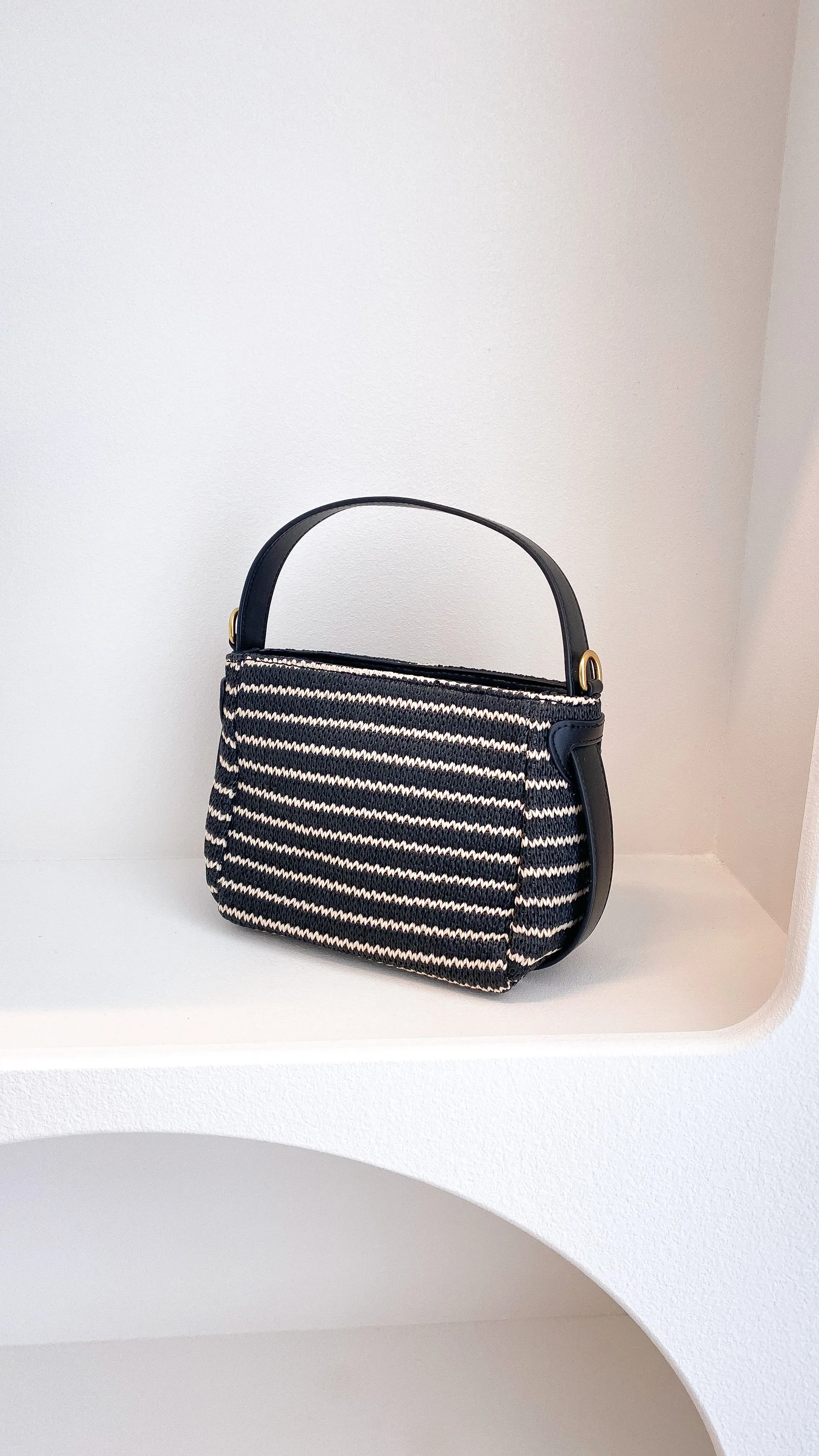 Lottie Woven Mini Handbag - Black/Natural sold by Billy J product image thumbnail 4