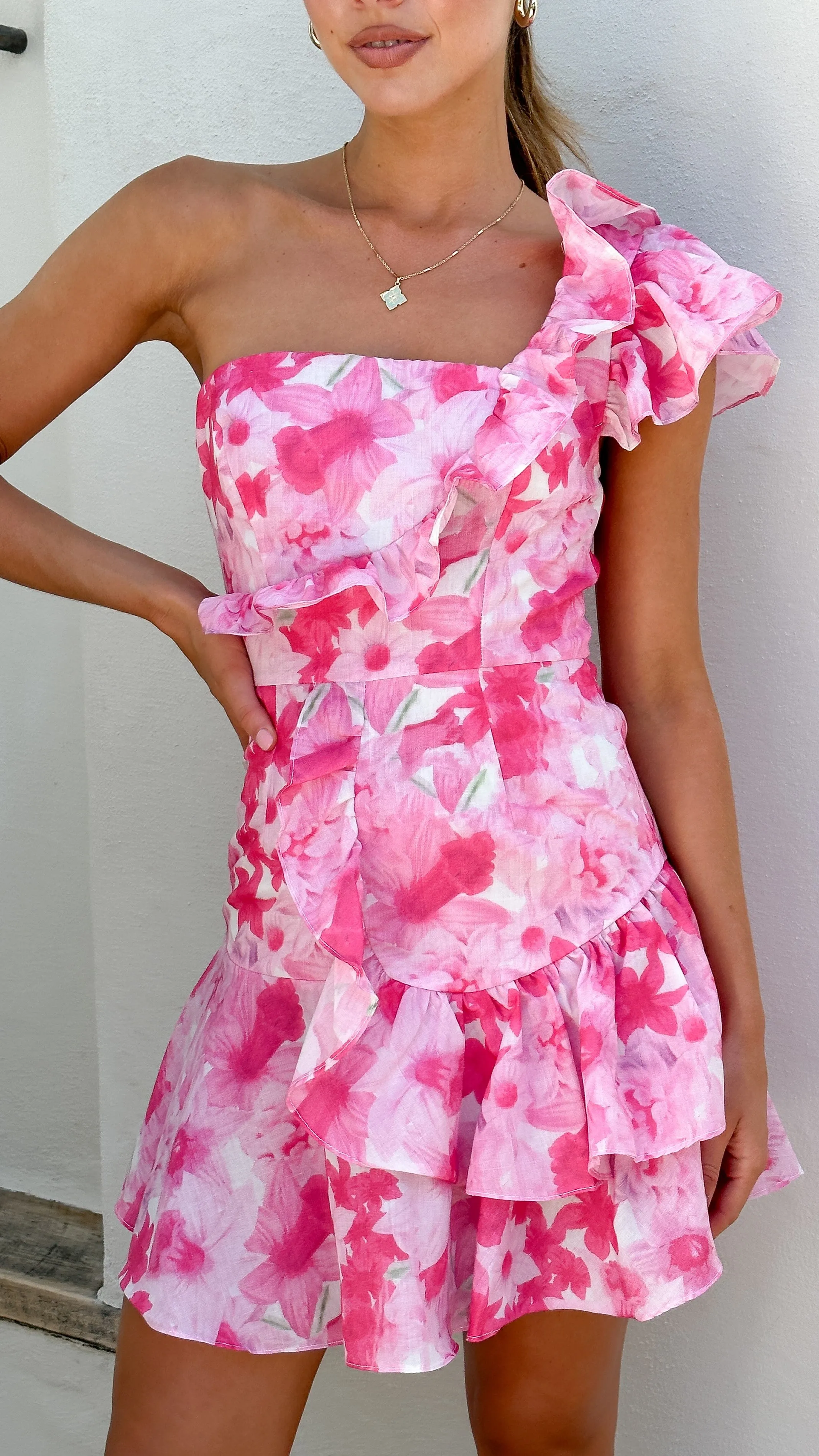 Carmina Mini Dress - Pink Floral sold by Billy J