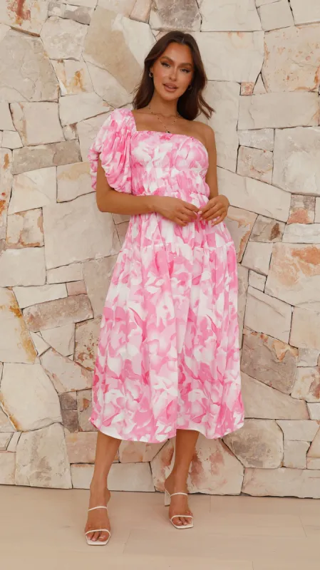 Marcay Midi Dress - Pink Floral sold by Billy J