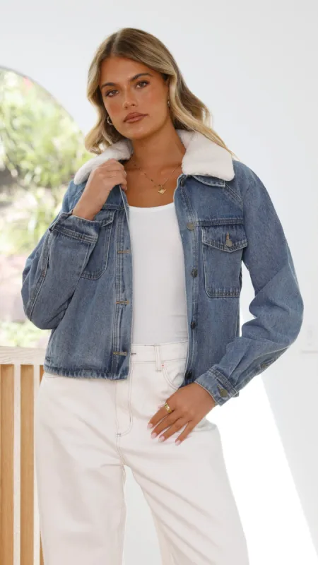 Laelia Teddy Jacket- Mid Blue Denim made by Billy J