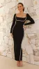 Gidja Long Sleeve Maxi Dress - Black / Cream sold by Billy J