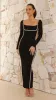 Gidja Long Sleeve Maxi Dress - Black / Cream sold by Billy J