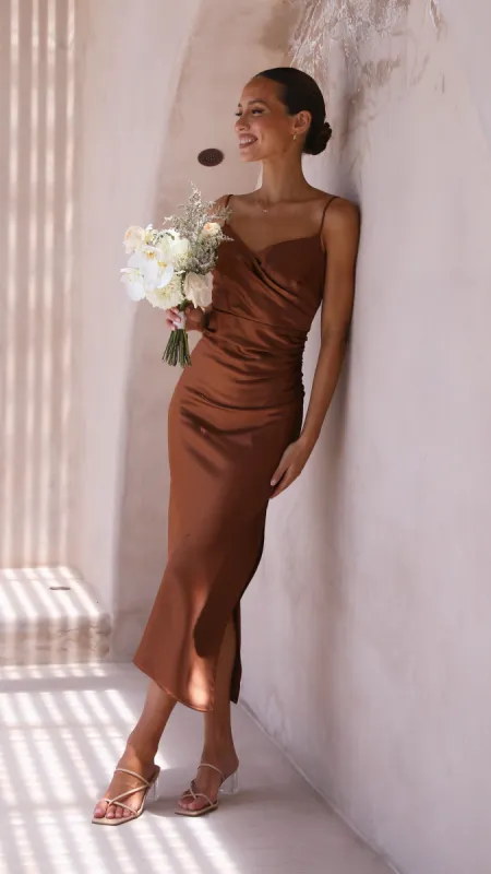 Monte Midi Dress - Brown sold by Billy J