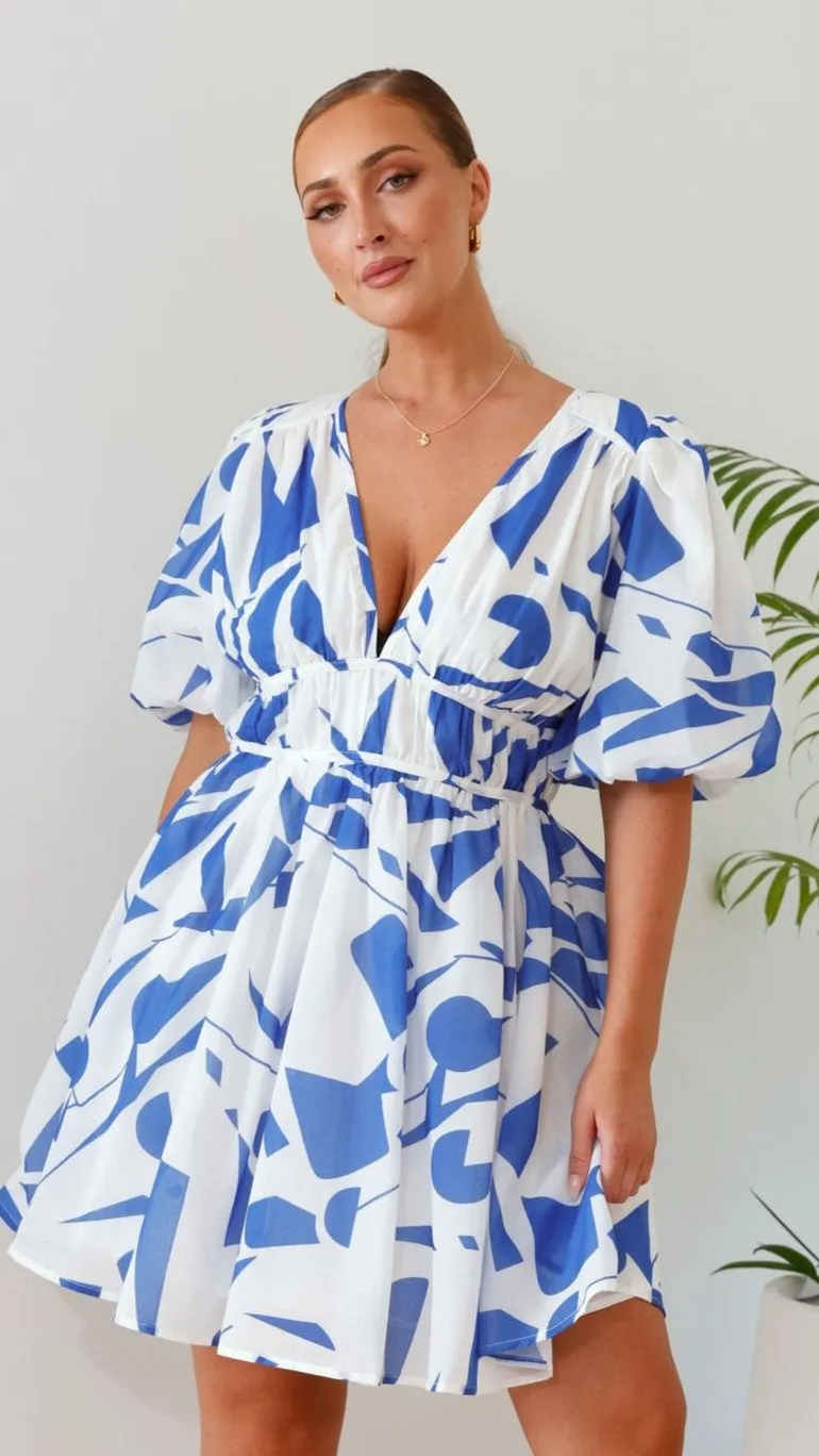 Venice Mini Dress - Blue/White sold by Billy J product image thumbnail 2