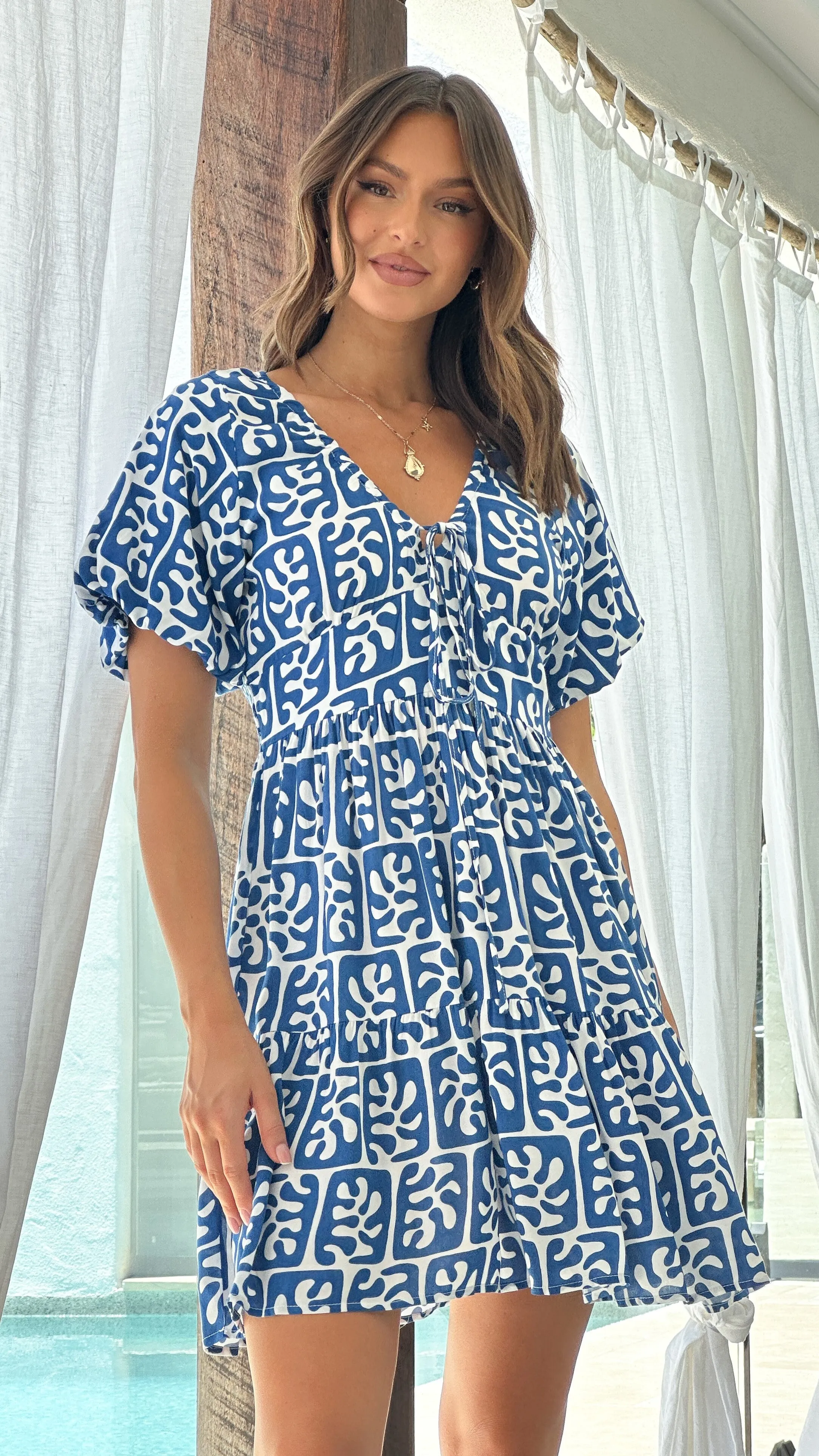 Yolanda Mini Dress - Blue Print sold by Billy J product image thumbnail 4