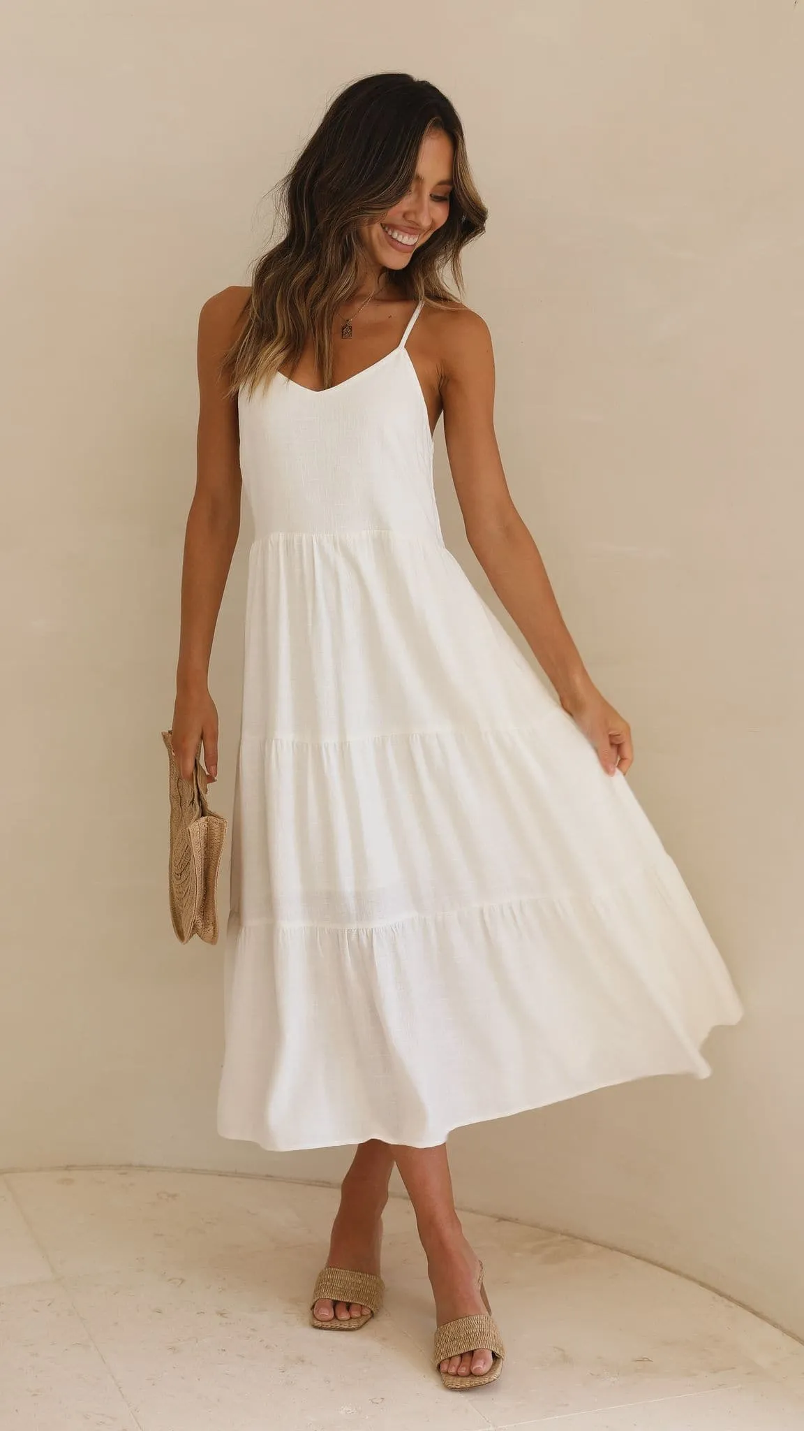 Zoey Midi Dress - White sold by Billy J