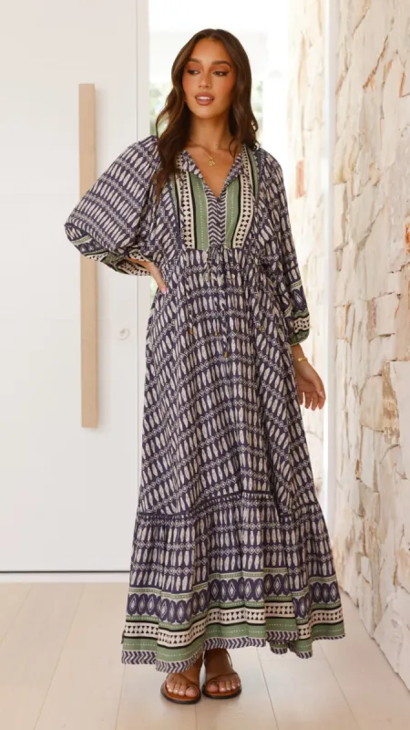 Catalonia Maxi Dress - Lorena Print made by Billy J