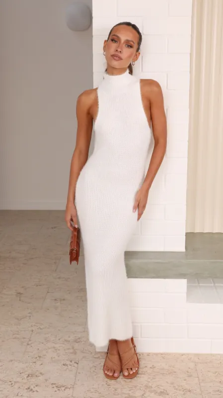 Oaklynn Knit Midi Dress - White sold by Billy J