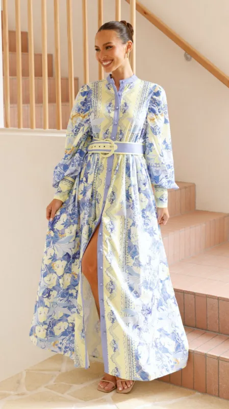 Kalliope Maxi Dress - Blue/Yellow sold by Billy J