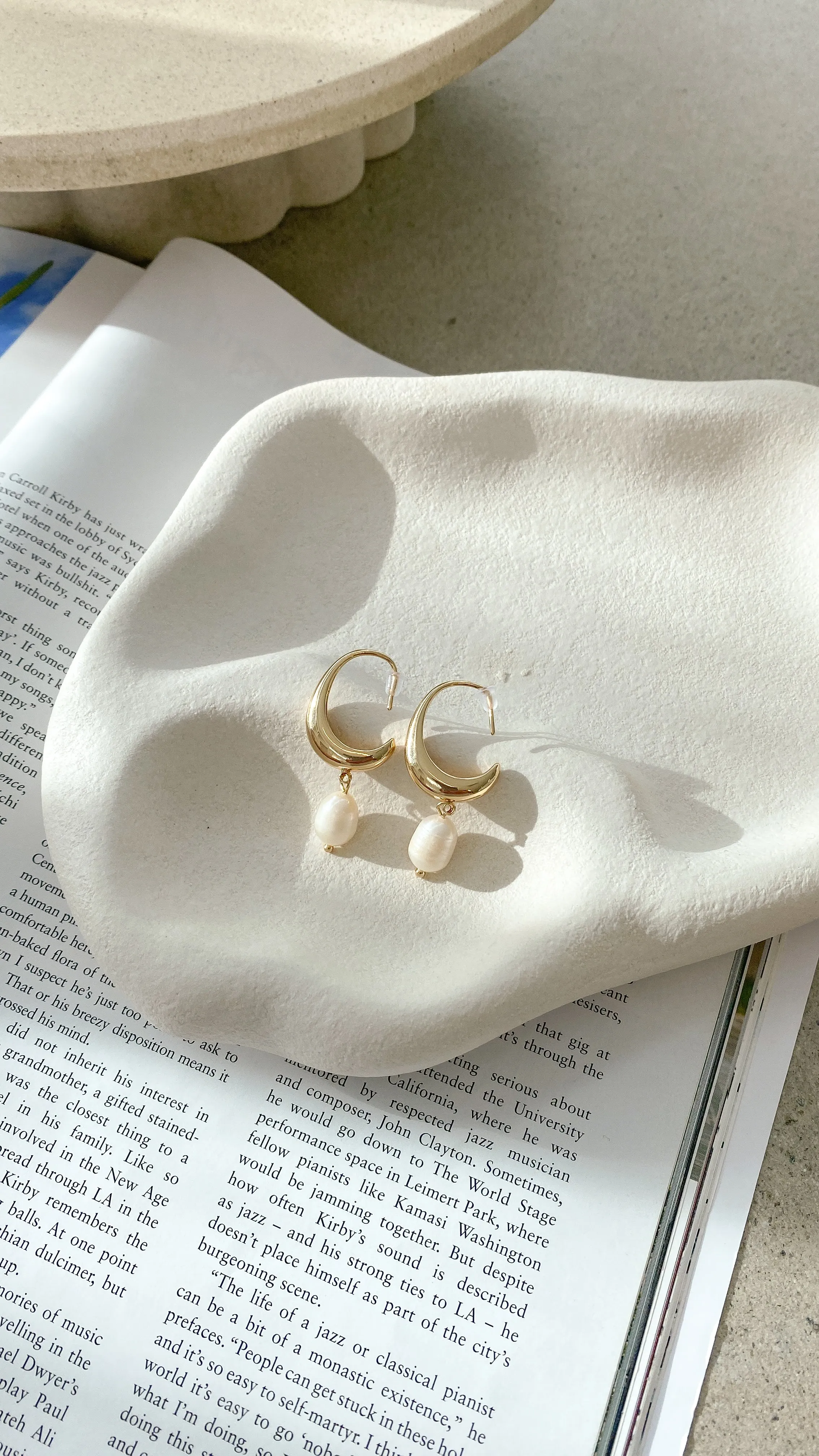 Pearl Drop Curved Hoops - Gold sold by Billy J product image thumbnail 4