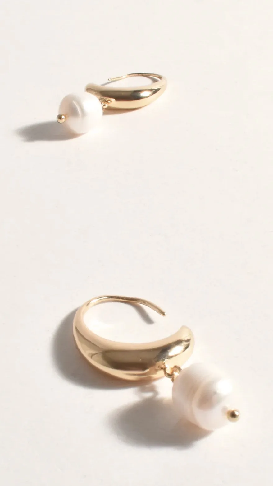 Pearl Drop Curved Hoops - Gold sold by Billy J product image thumbnail 5