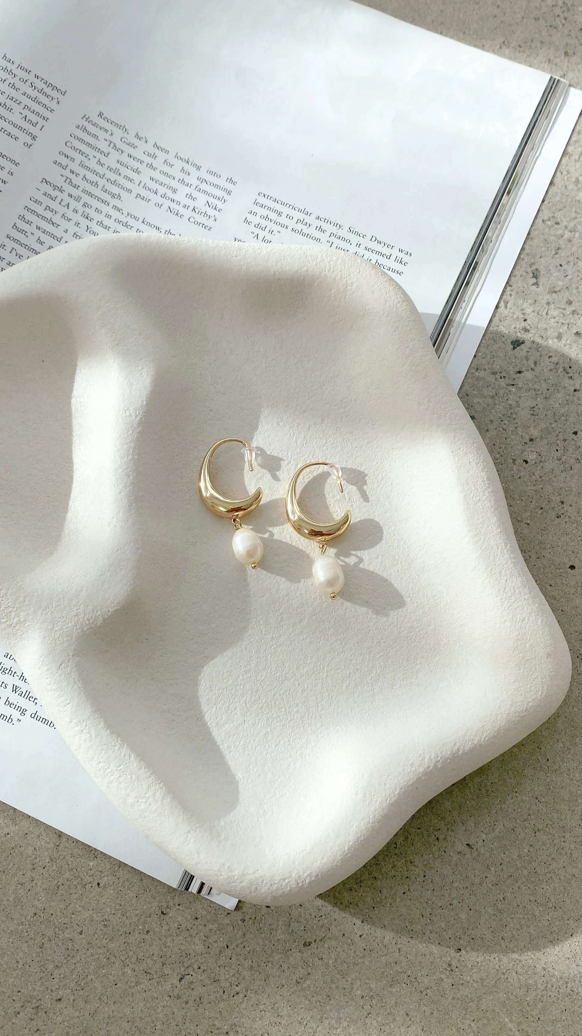 Pearl Drop Curved Hoops - Gold sold by Billy J product image thumbnail 2