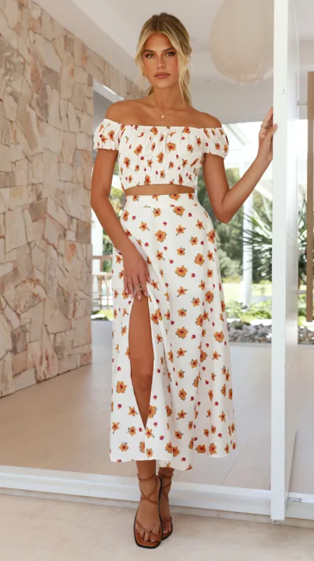 Hallie Maxi Skirt - Orange Floral sold by Billy J