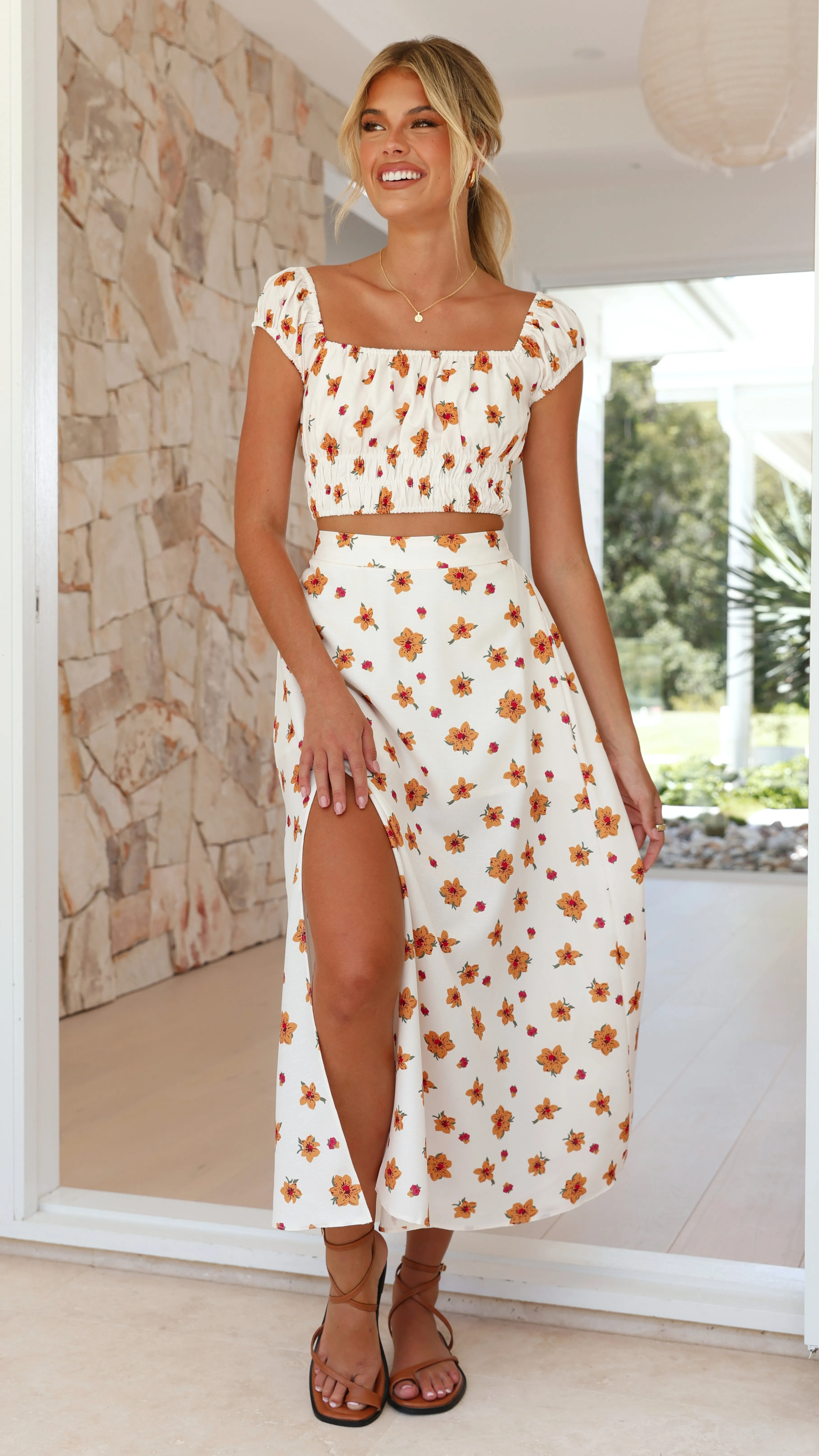 Hallie Maxi Skirt - Orange Floral sold by Billy J product image thumbnail 4