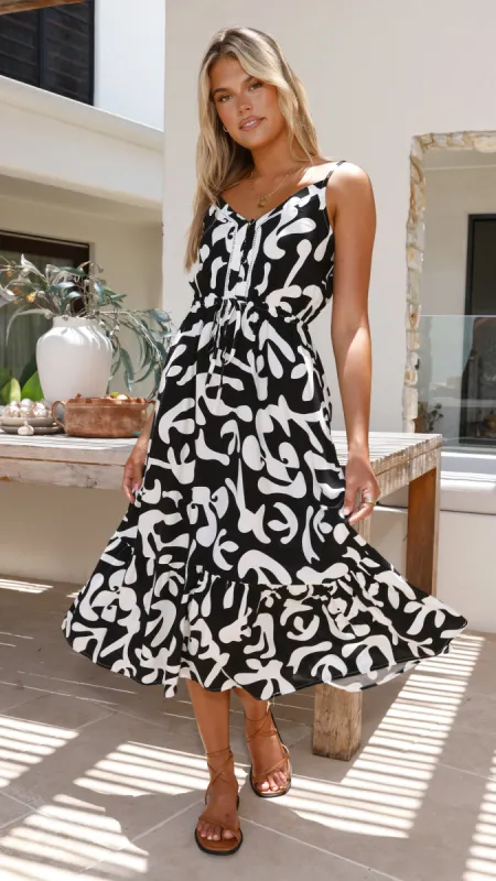 Maureena Midi Dress - Black/White sold by Billy J