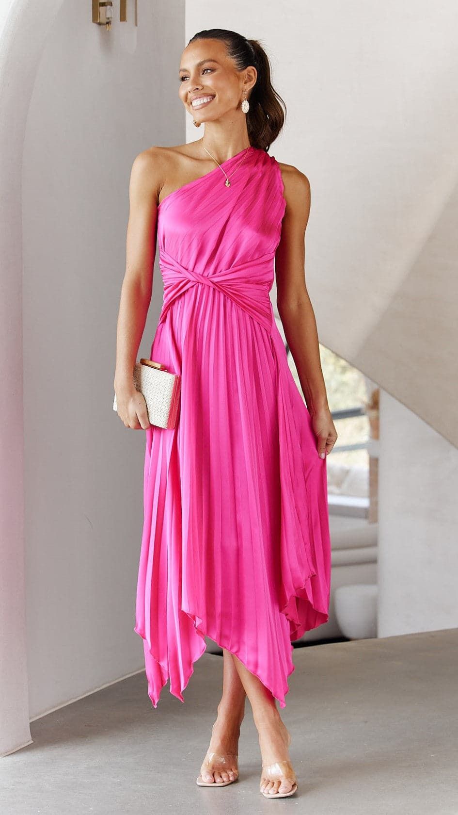 Cali One Shoulder Midi Dress - Pink sold by Billy J product image thumbnail 5