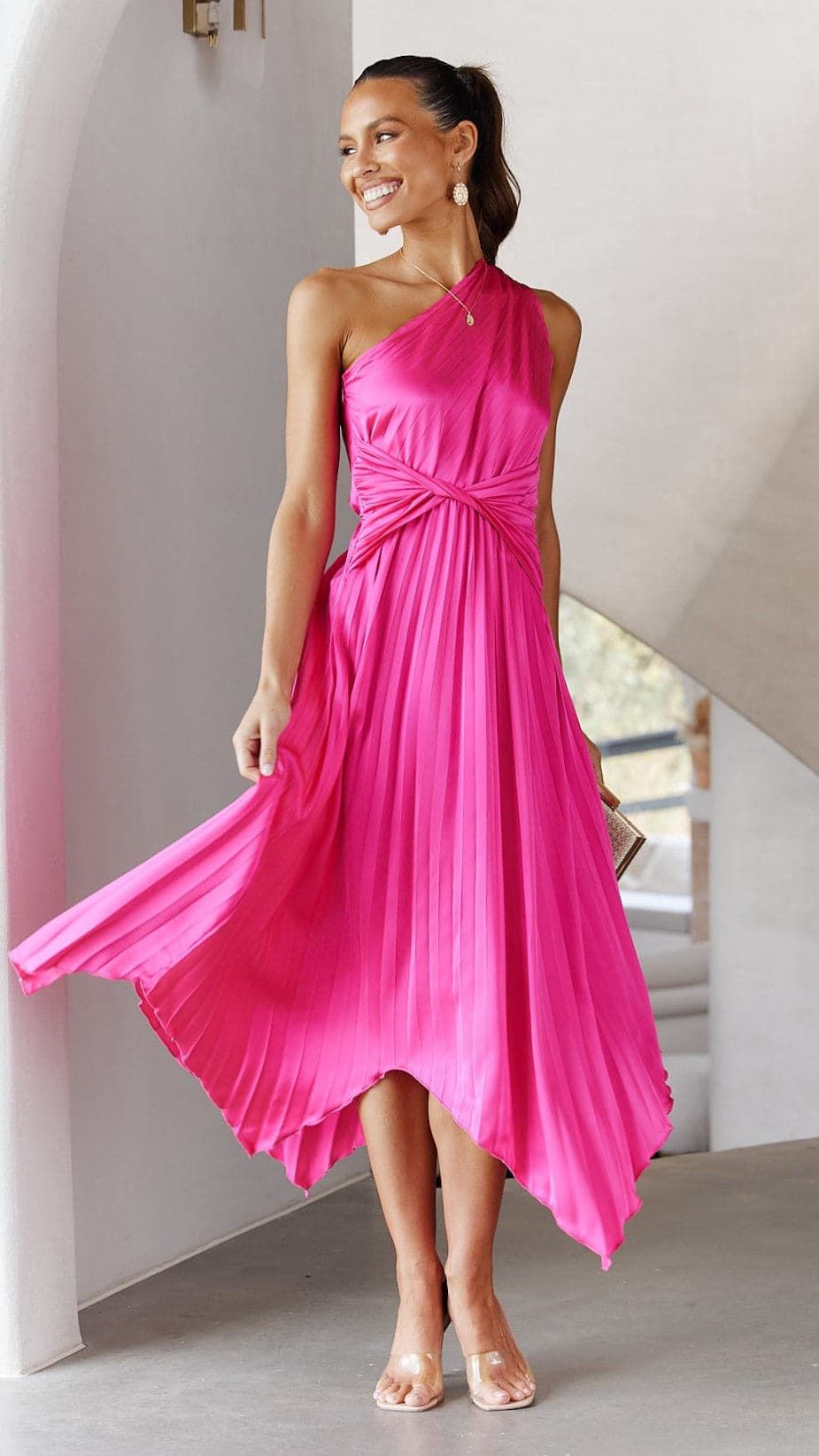 Cali One Shoulder Midi Dress - Pink sold by Billy J product image thumbnail 2