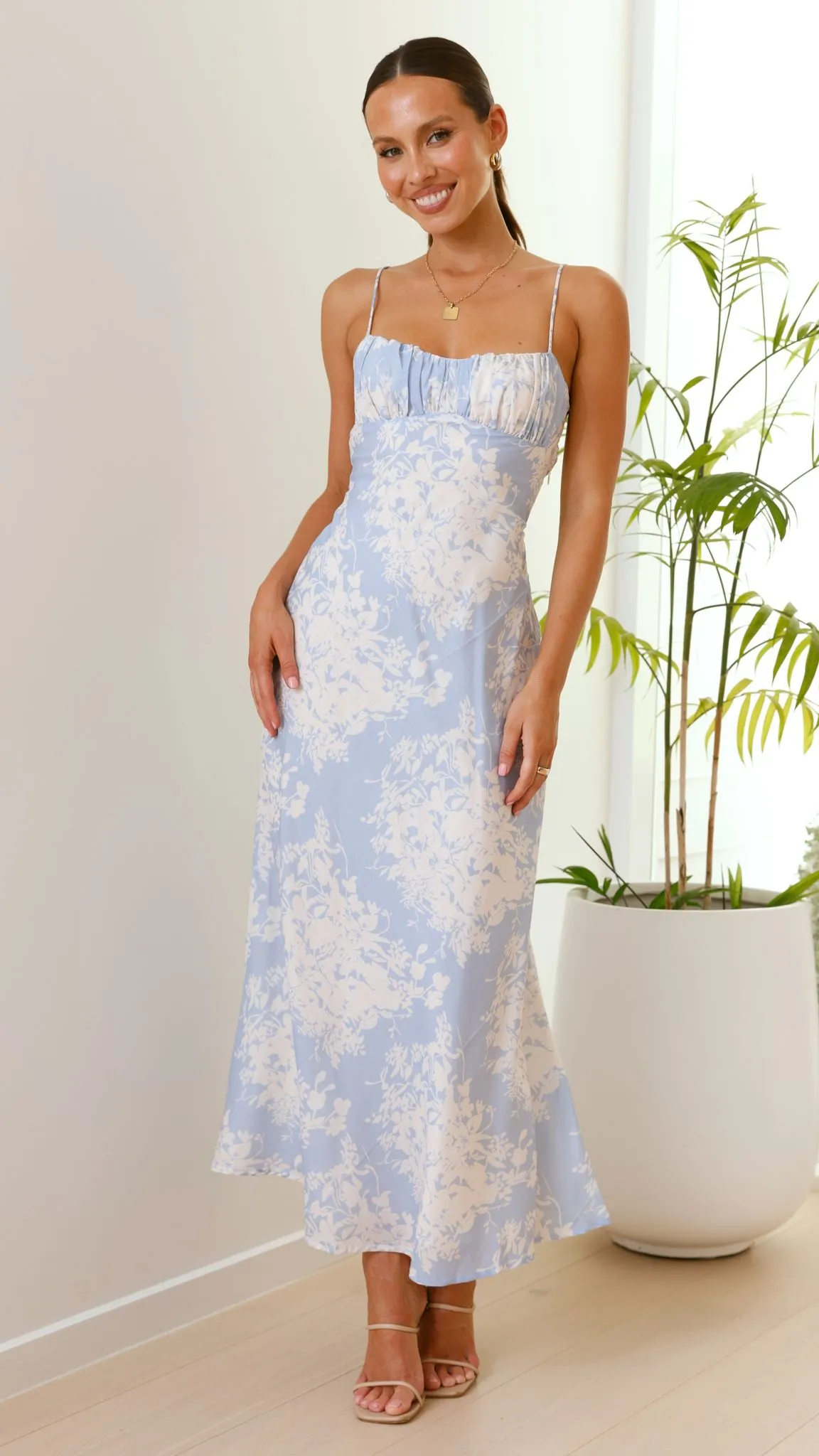 Margie Midi Dress - Blue / White Floral sold by Billy J