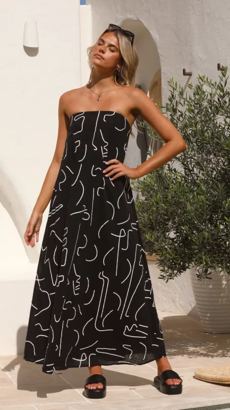 Connie Maxi Dress - Black Swirl sold by Billy J