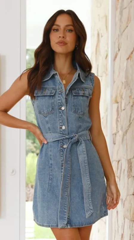 Monica Mini Dress - Blue Denim sold by Billy J