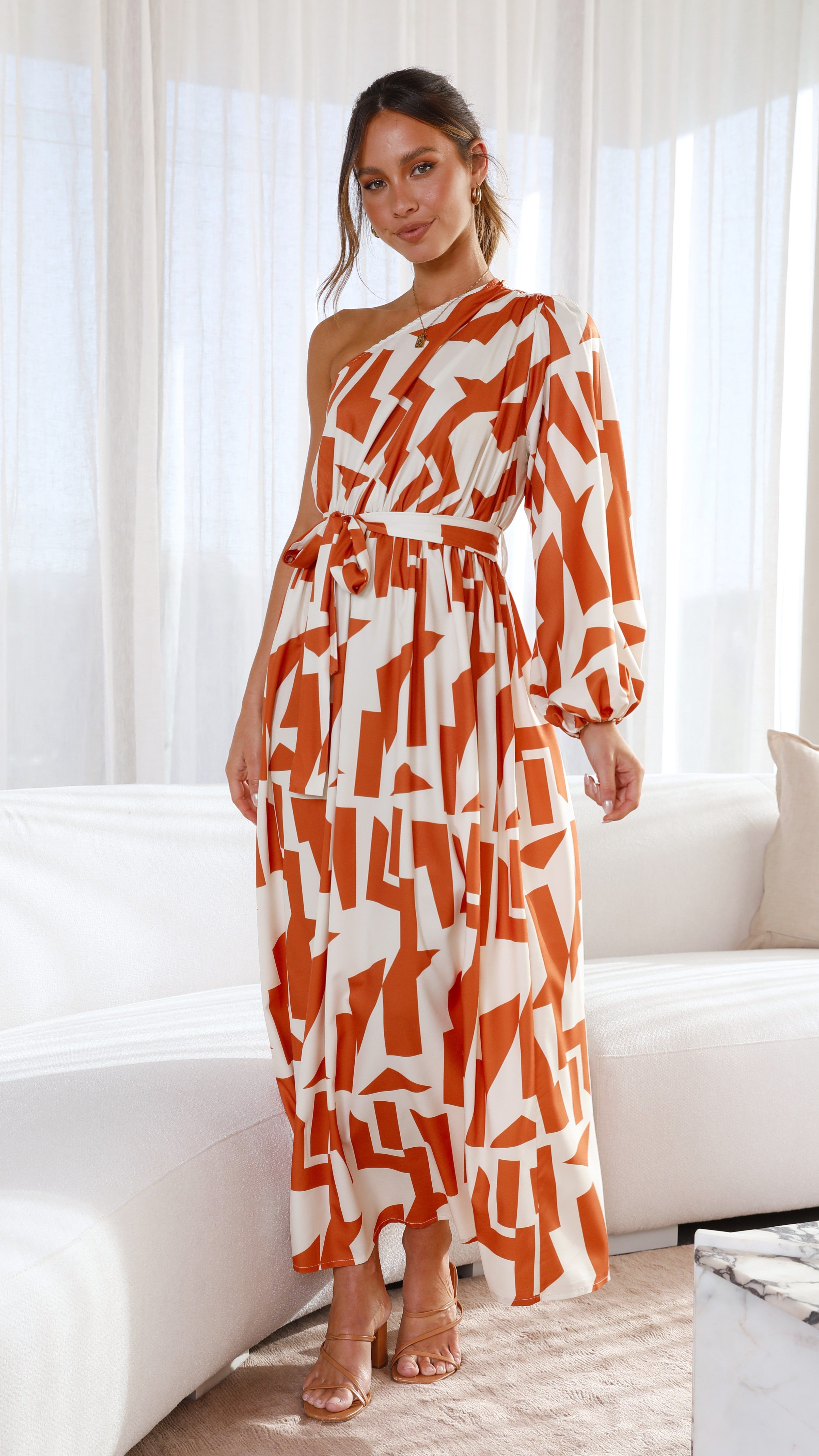 Melanie Maxi Dress - Orange/Rust Print sold by Billy J product image thumbnail 5