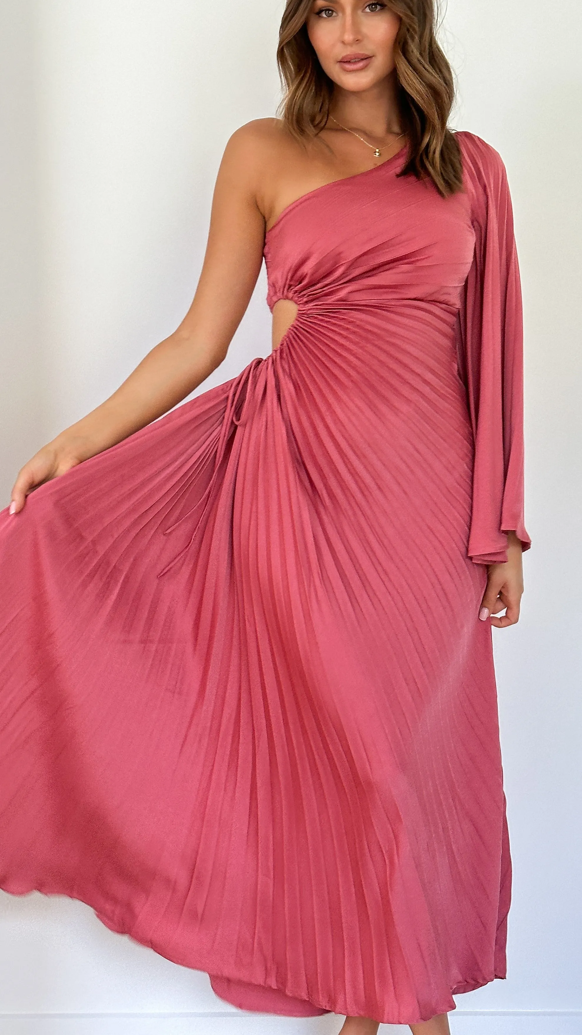 Gwen One Shoulder Maxi Dress - Pink sold by Billy J product image thumbnail 4