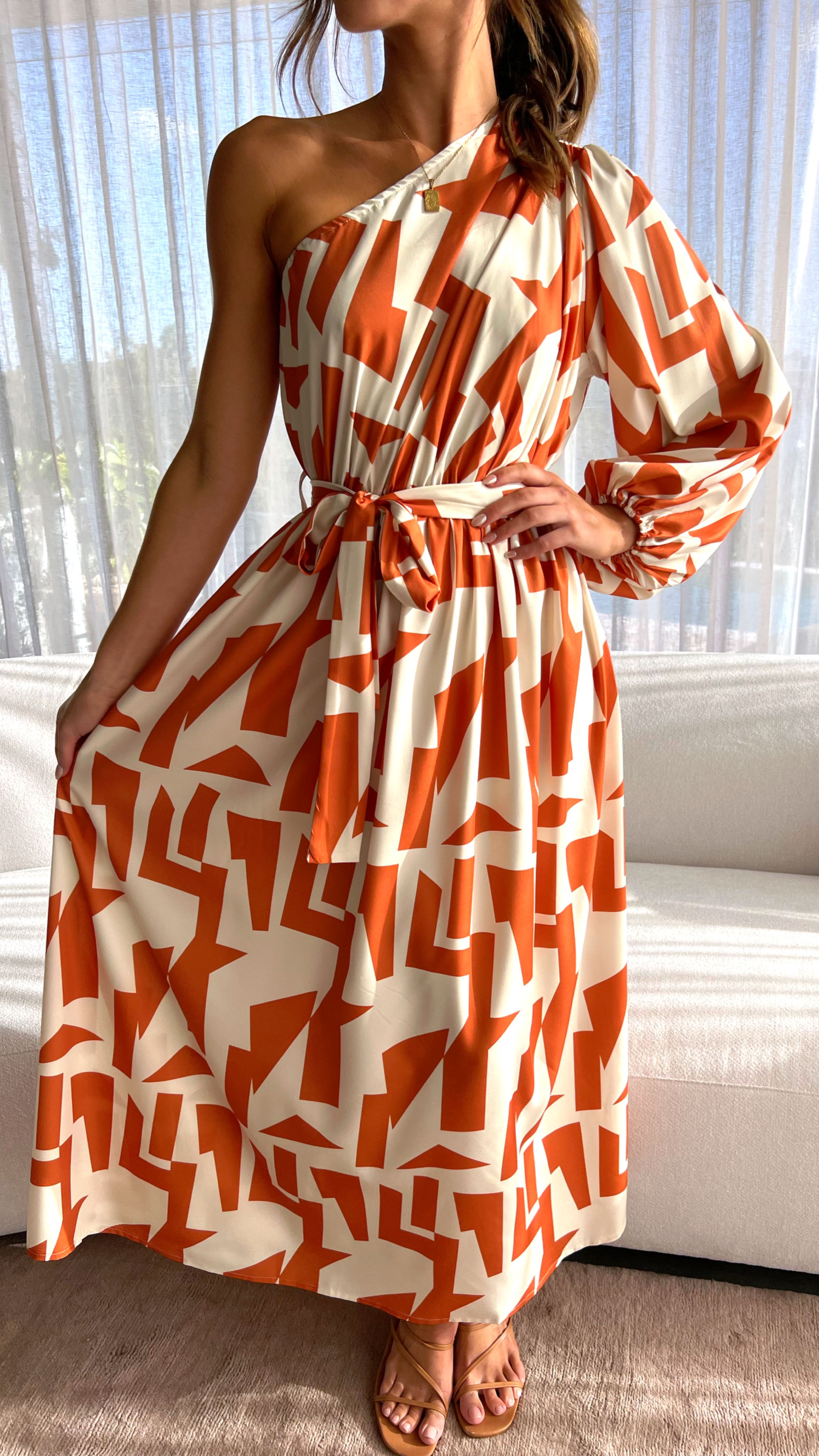 Melanie Maxi Dress - Orange/Rust Print sold by Billy J product image thumbnail 4