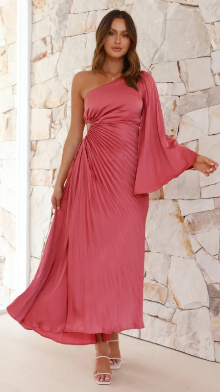 Gwen One Shoulder Maxi Dress - Pink sold by Billy J