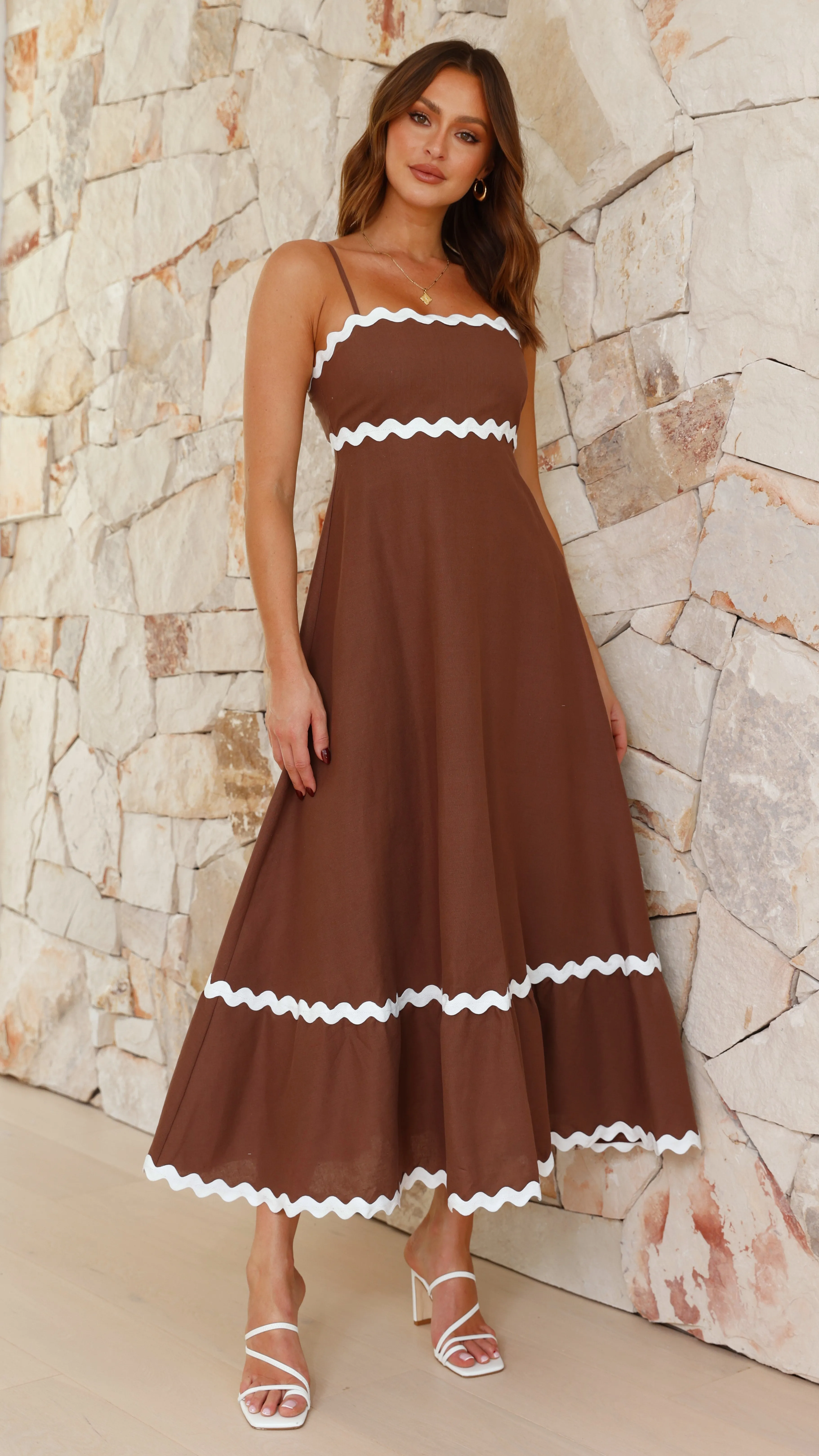 Brodey Midi Dress - Chocolate/White sold by Billy J product image thumbnail 5