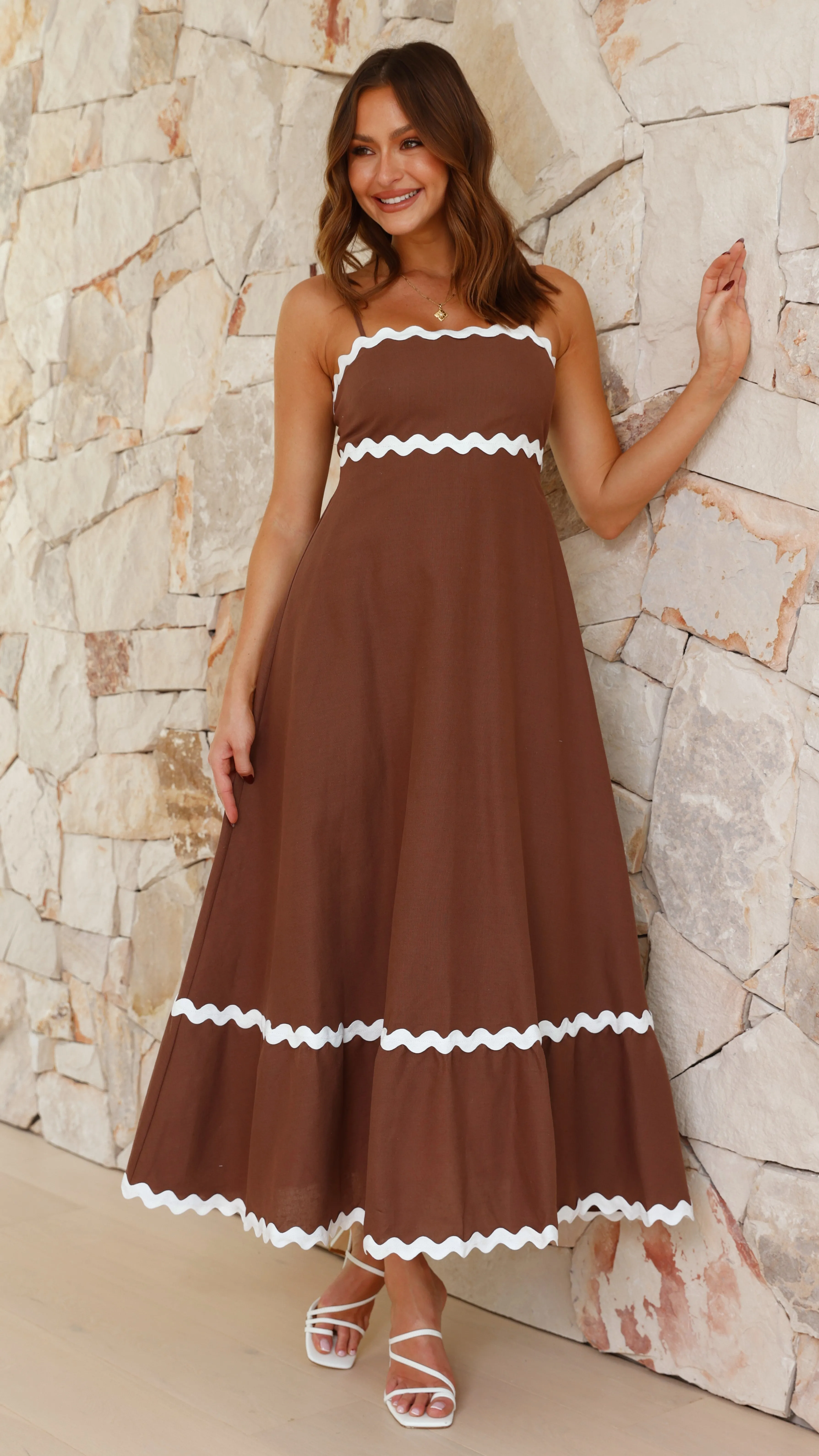 Brodey Midi Dress - Chocolate/White sold by Billy J product image thumbnail 4