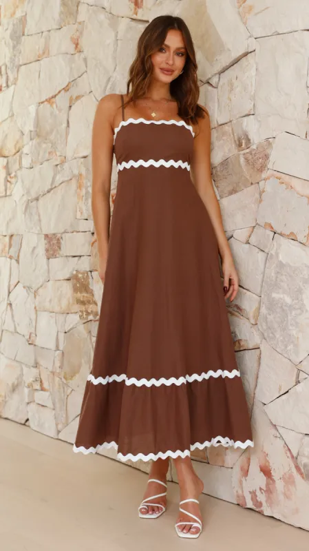 Brodey Midi Dress - Chocolate/White sold by Billy J