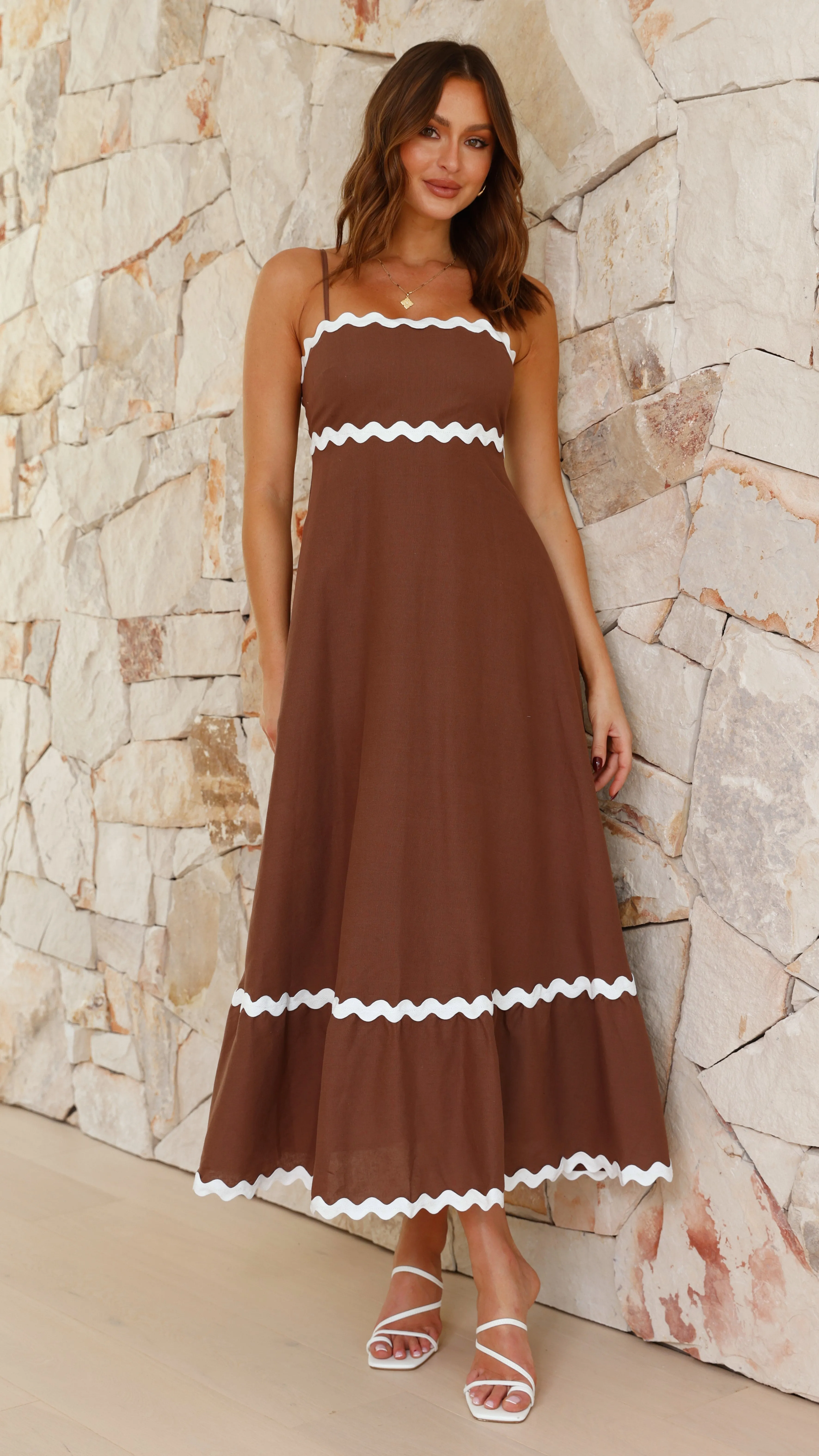 Brodey Midi Dress - Chocolate/White sold by Billy J