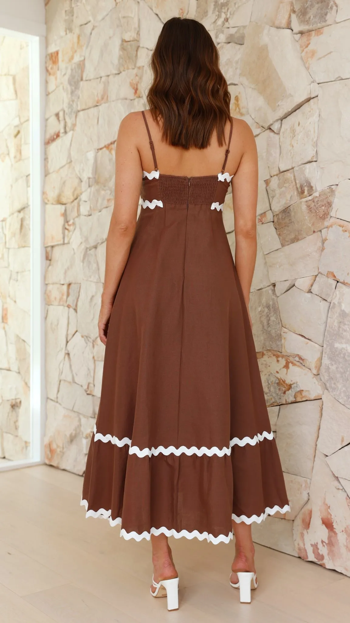 Brodey Midi Dress - Chocolate/White sold by Billy J product image thumbnail 2
