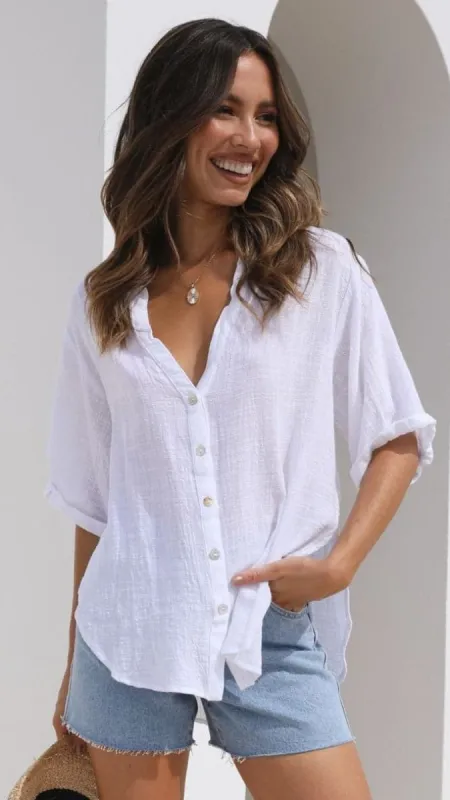 Jaime Button Up Shirt - White sold by Billy J