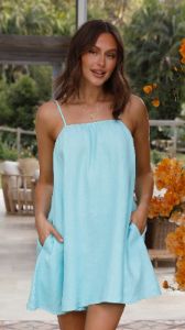 Annelise Mini Dress - Baby Blue sold by Billy J