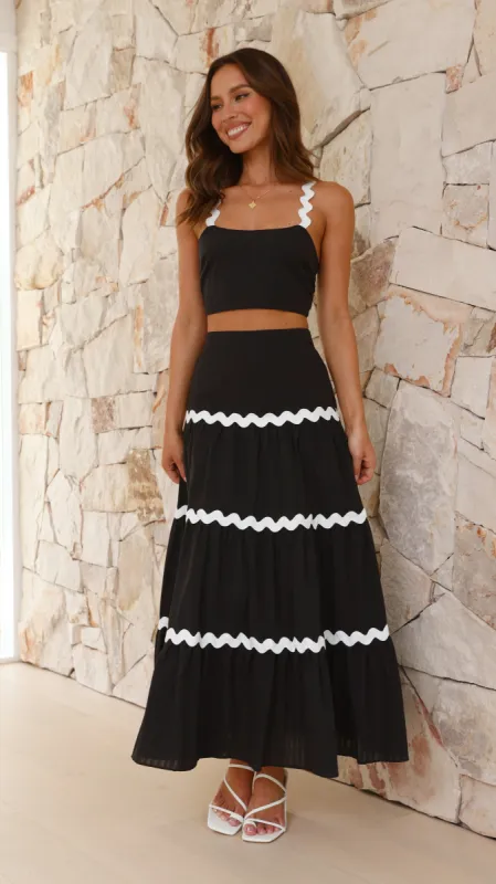 Lys Top and Maxi Skirt Set - Black / White sold by Billy J