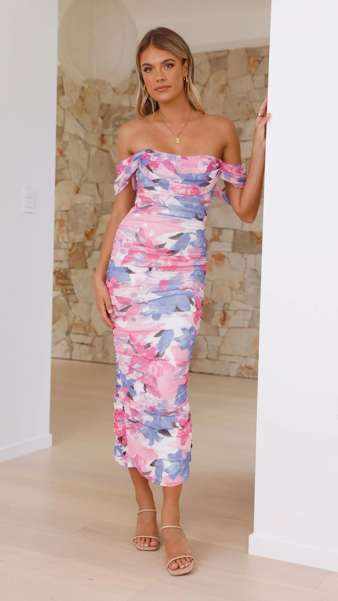 Kylie Maxi Dress - Pink/Blue Floral sold by Billy J