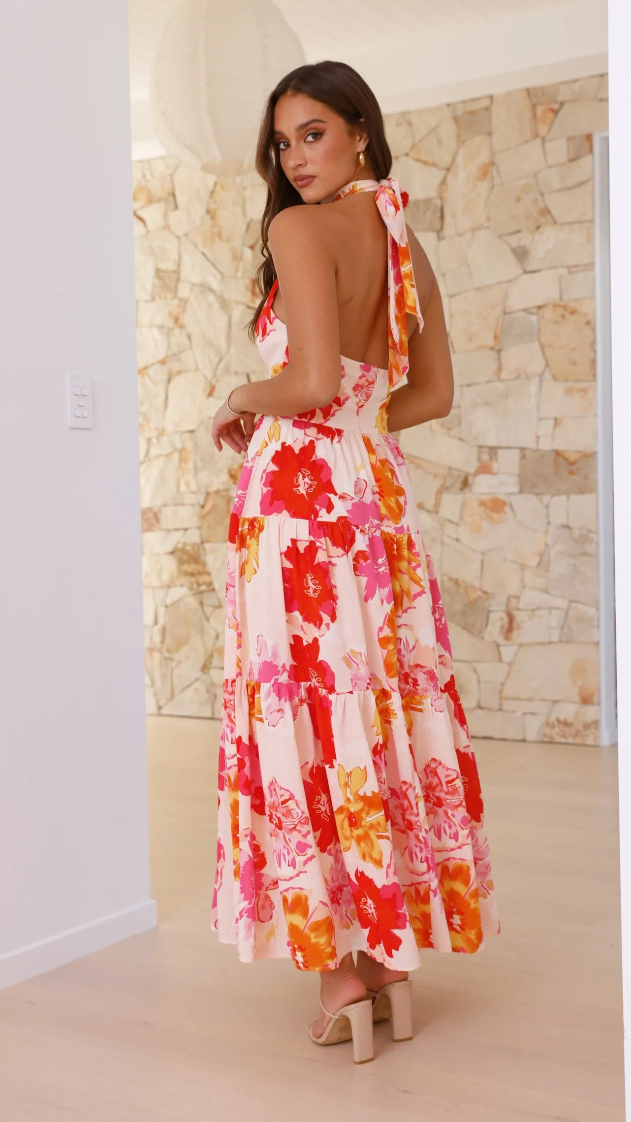 Najila Maxi Dress - Pink / Orange Floral sold by Billy J product image thumbnail 2