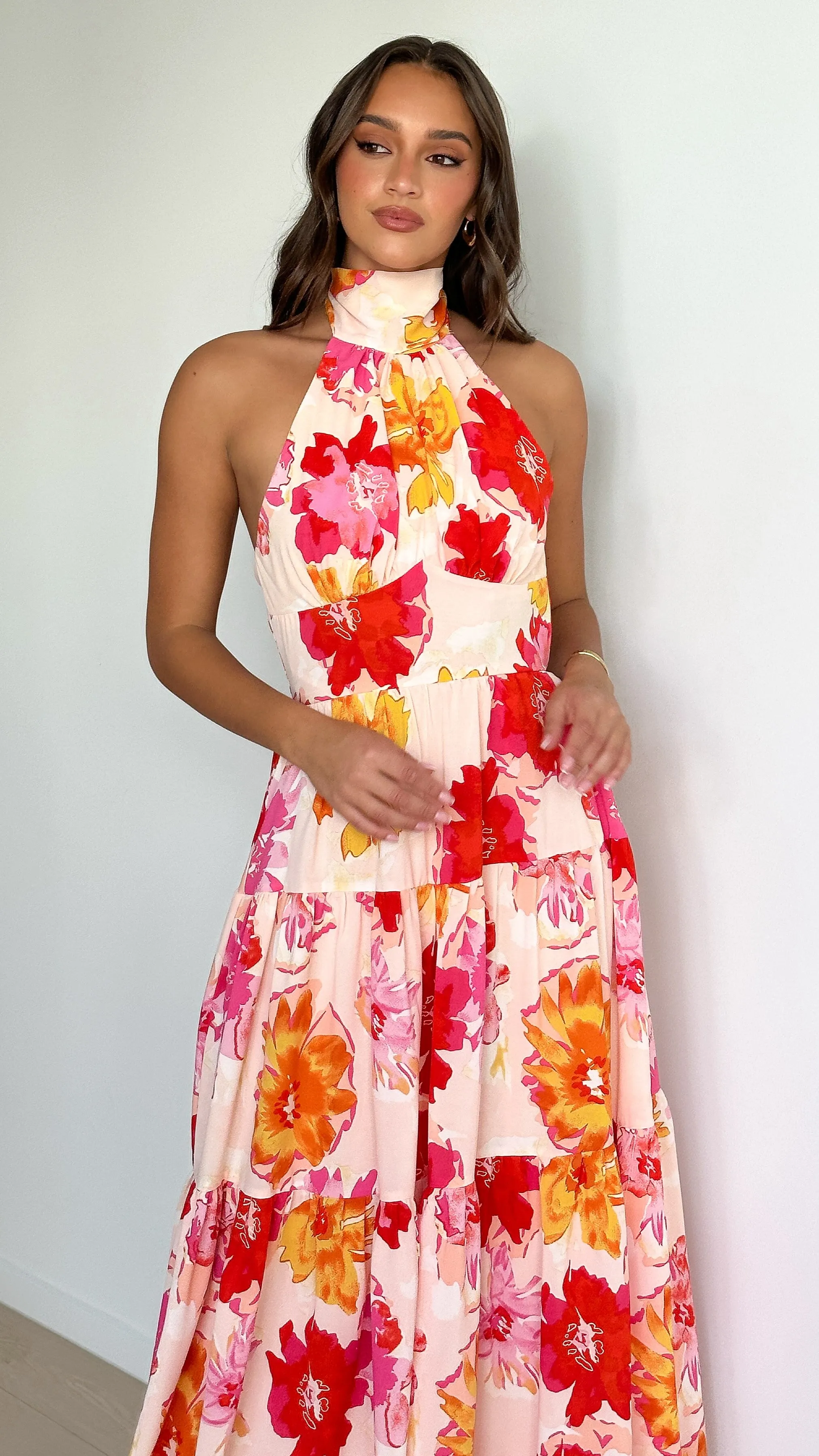 Najila Maxi Dress - Pink / Orange Floral sold by Billy J product image thumbnail 3
