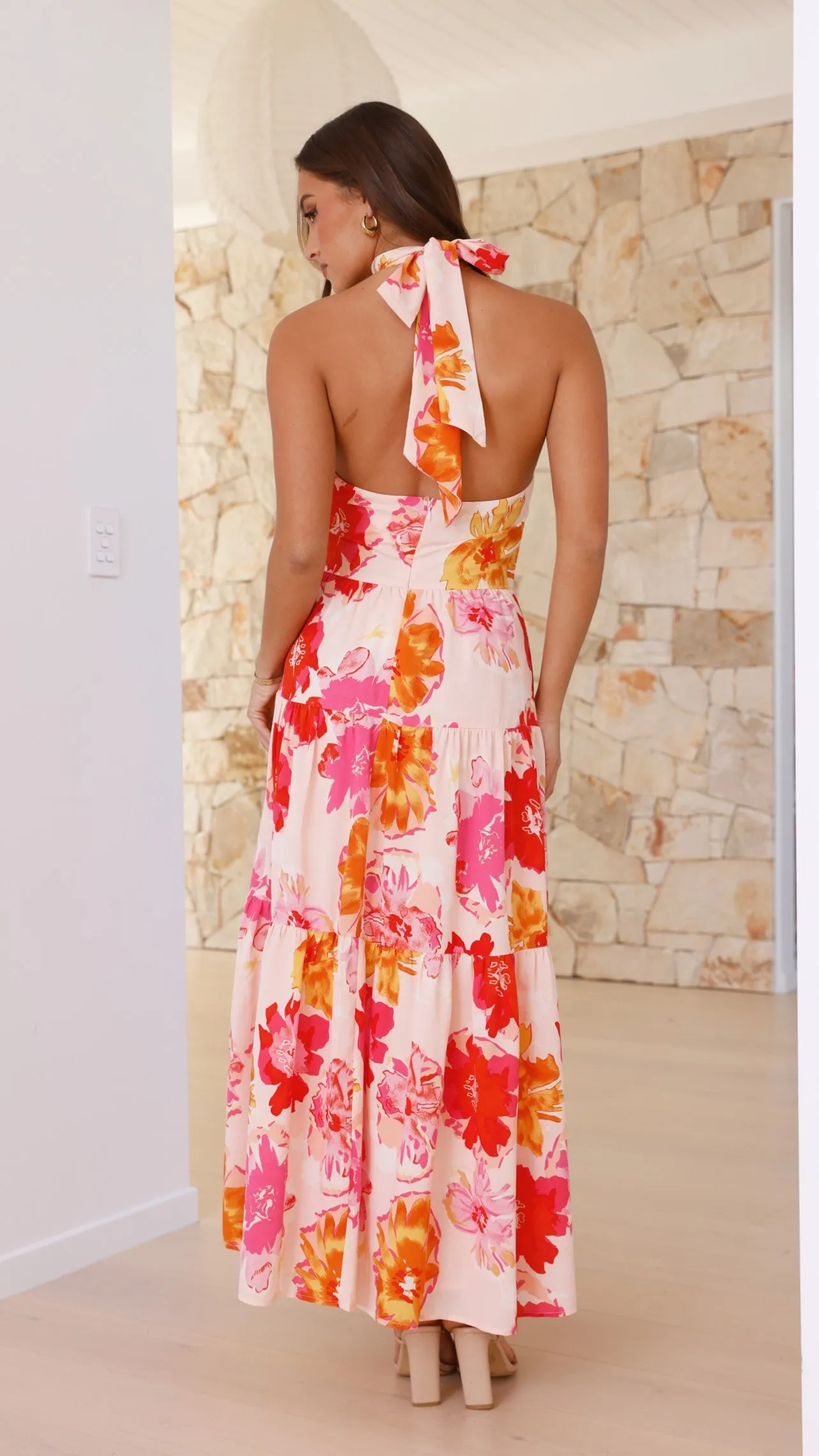 Najila Maxi Dress - Pink / Orange Floral sold by Billy J product image thumbnail 5